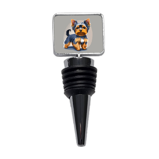 Yorkshire Terrier Dog Standing Wine Bottle Stopper