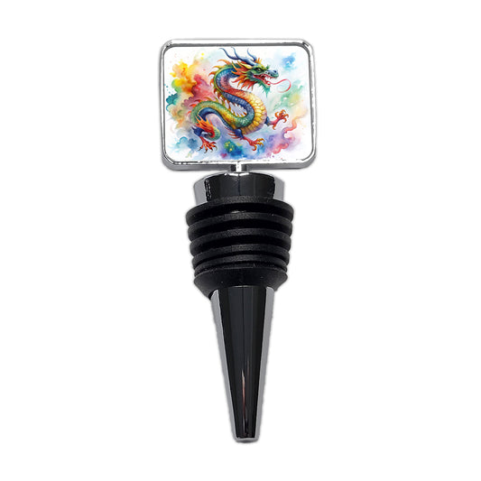 Asian Dragon Watercolor Design Wine Bottle Stopper