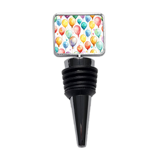 Balloons Colorful Watercolor Birthday Wine Bottle Stopper
