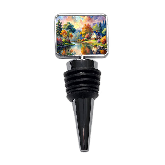Beautiful Cottage Watercolor Wine Bottle Stopper