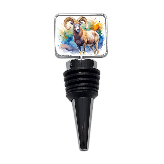 Bighorn Sheep Watercolor Design Wine Bottle Stopper