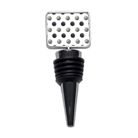 Black Polka Dots White Background Wine Bottle Stopper