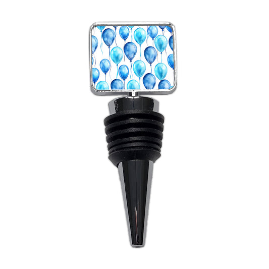 Blue Balloons Watercolor Birthday Wine Bottle Stopper