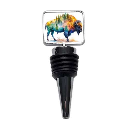 Buffalo In Forest Watercolor Design Wine Bottle Stopper