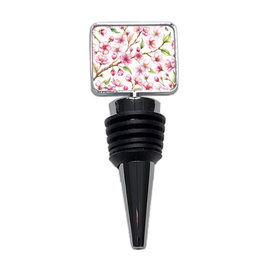 Cherry Blossom Flowers White Wine Bottle Stopper