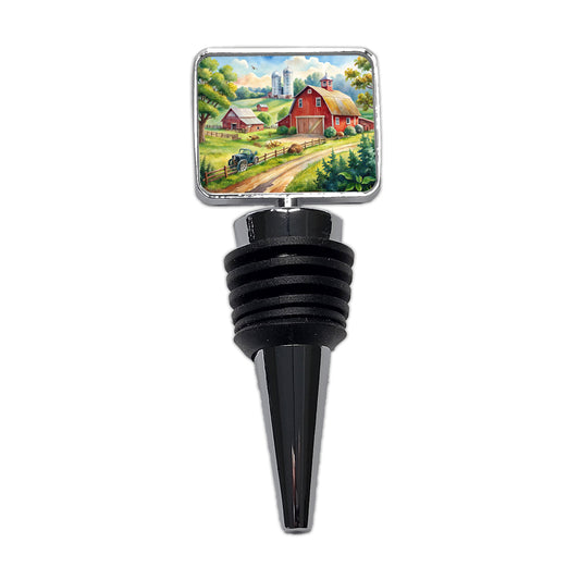 Classic Farm Watercolor Design Wine Bottle Stopper