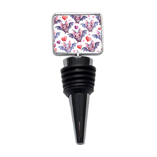 Cute Bats Hearts Watercolor Wine Bottle Stopper