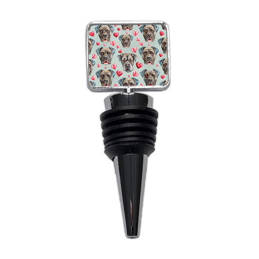 Cute Cane Corso Dog Faces Hearts Wine Bottle Stopper