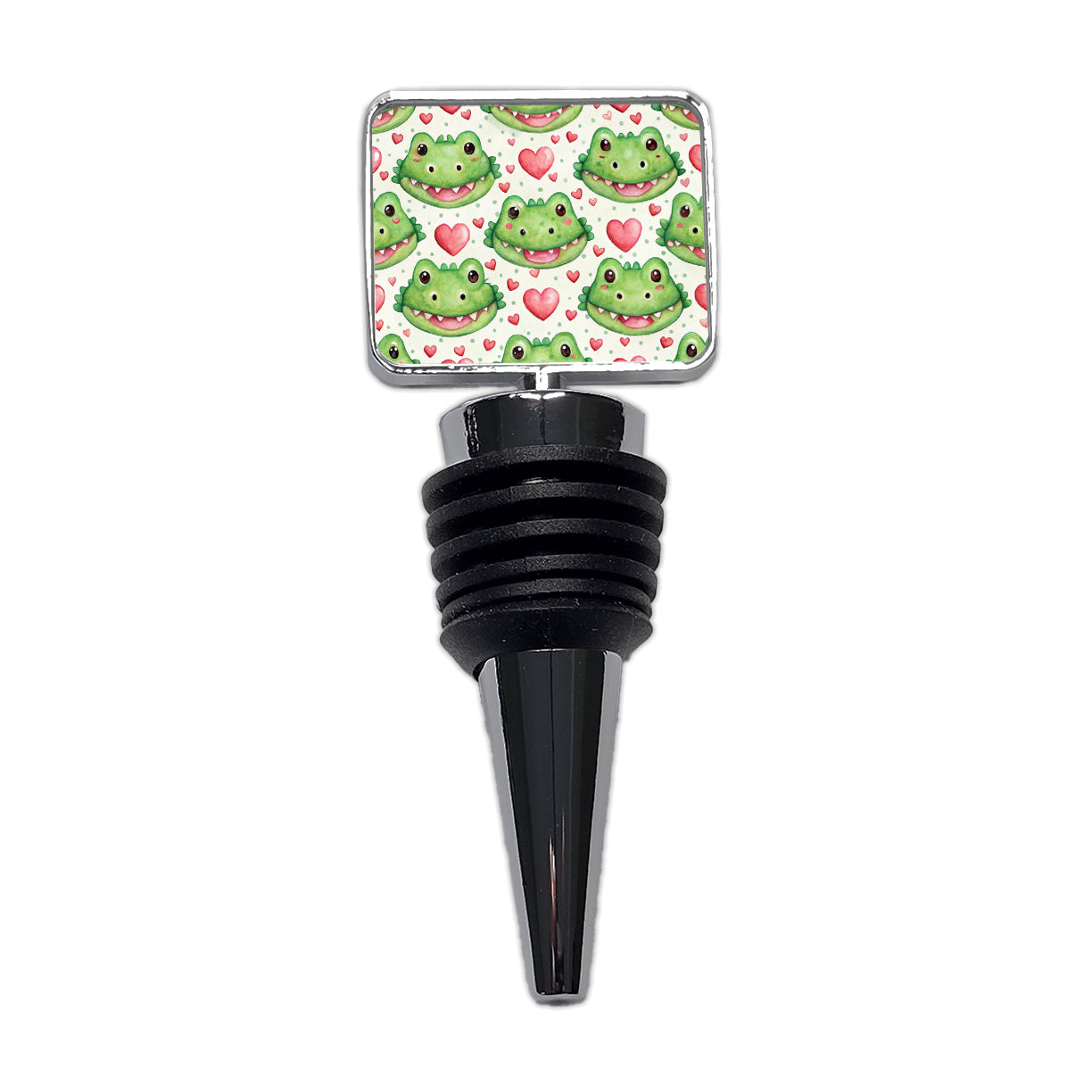 Cute Crocodile Alligator Faces Hearts Wine Bottle Stopper
