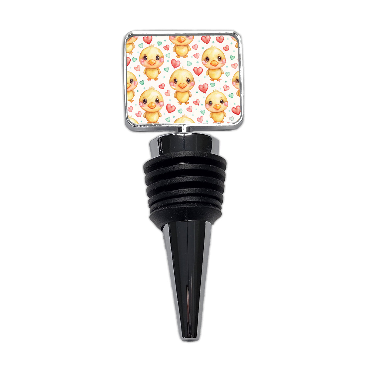 Cute Ducks Hearts Watercolor Wine Bottle Stopper