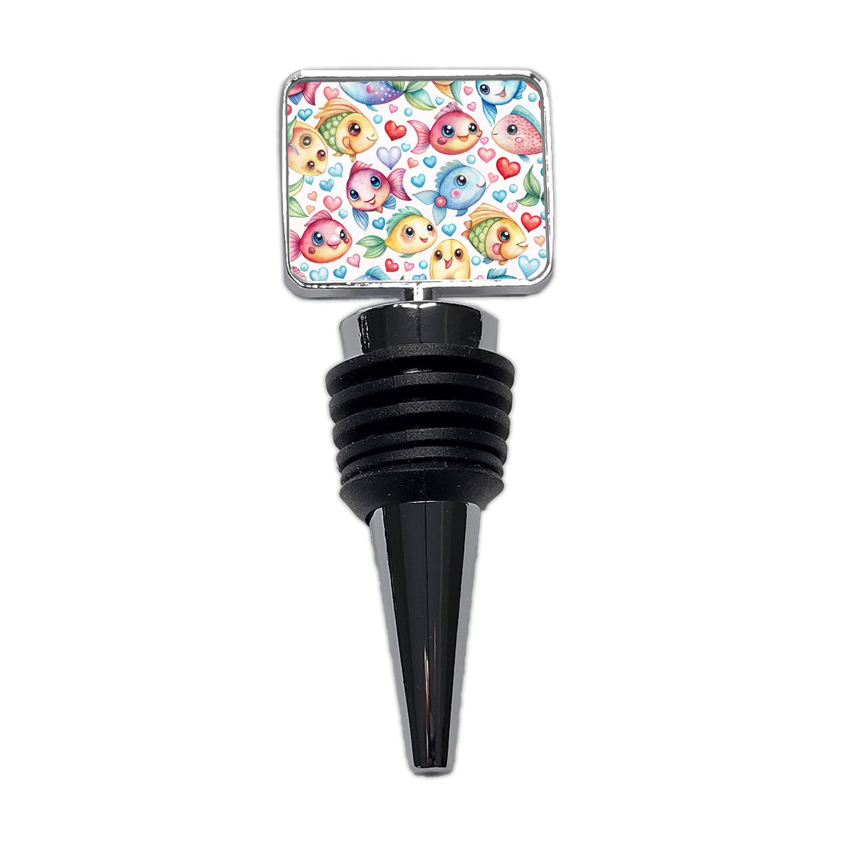 Cute Fish Faces Hearts Watercolor Wine Bottle Stopper