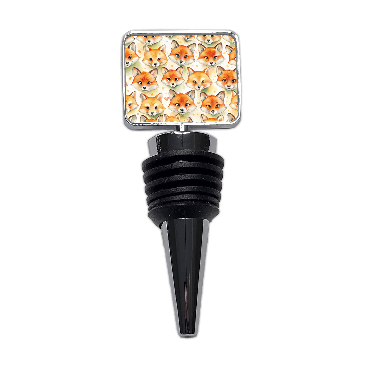 Cute Fox Faces Watercolor Wine Bottle Stopper