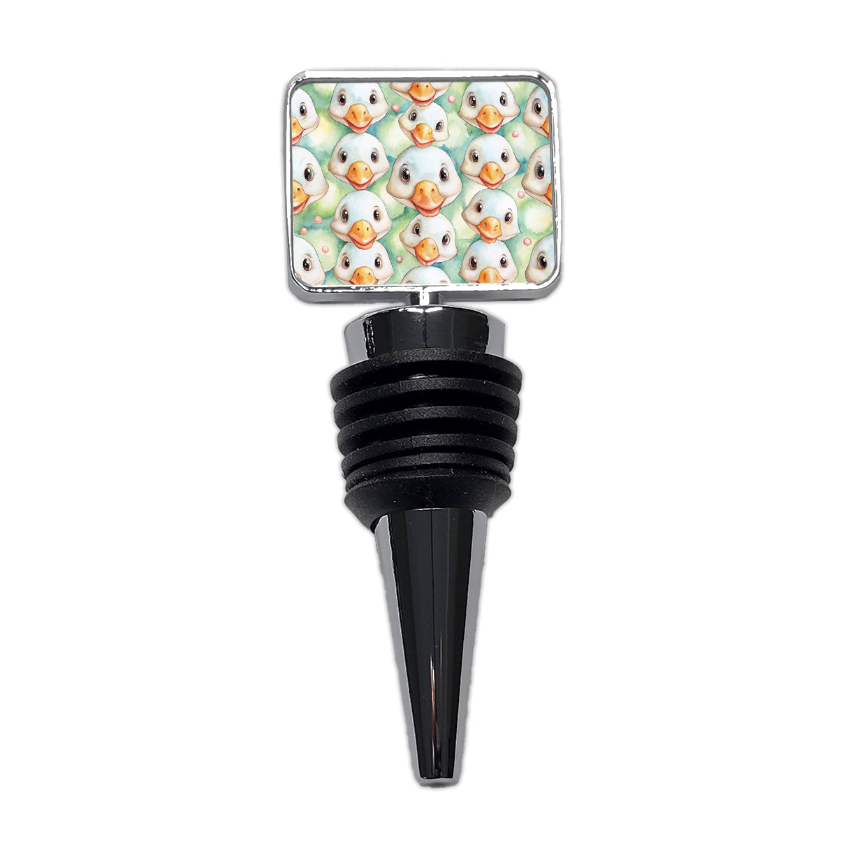 Cute Geese Faces Watercolor Wine Bottle Stopper
