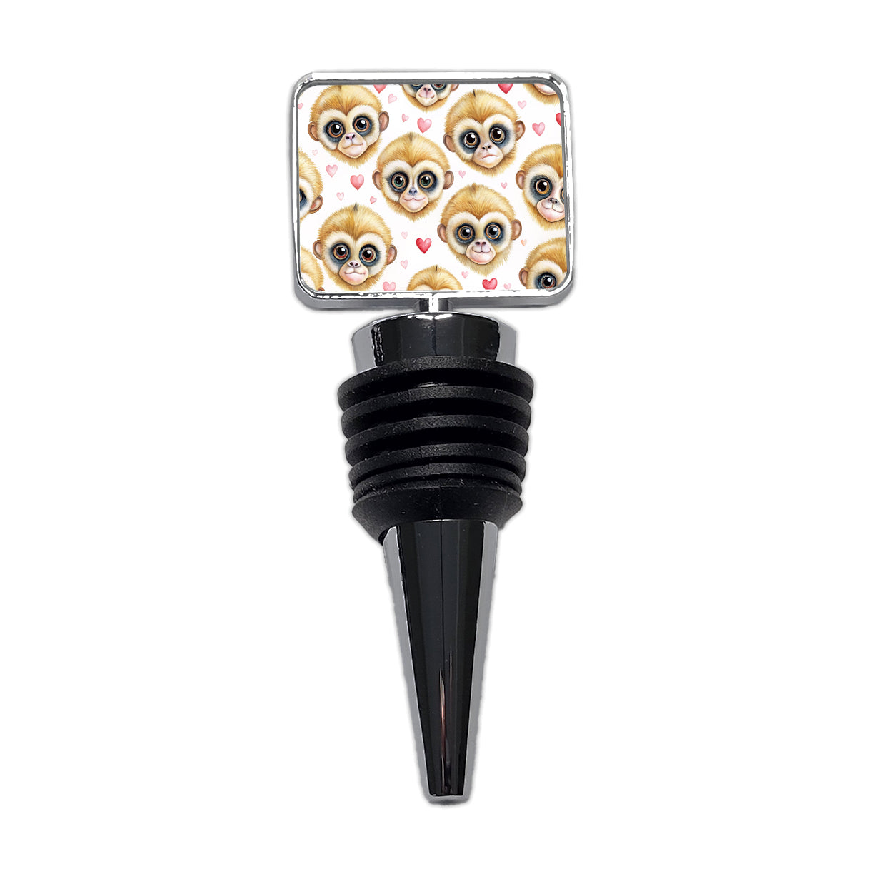 Cute Gibbons Faces Hearts Wine Bottle Stopper
