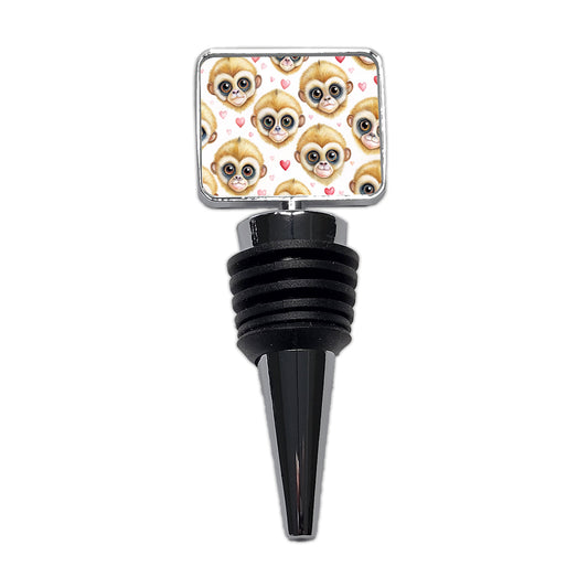 Cute Gibbons Faces Hearts Wine Bottle Stopper