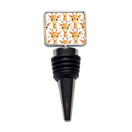 Cute Giraffe Faces Watercolor Wine Bottle Stopper