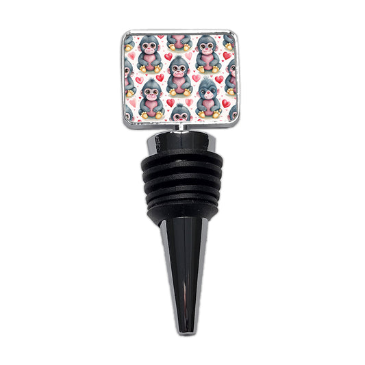 Cute Gorillas Hearts Watercolor Wine Bottle Stopper