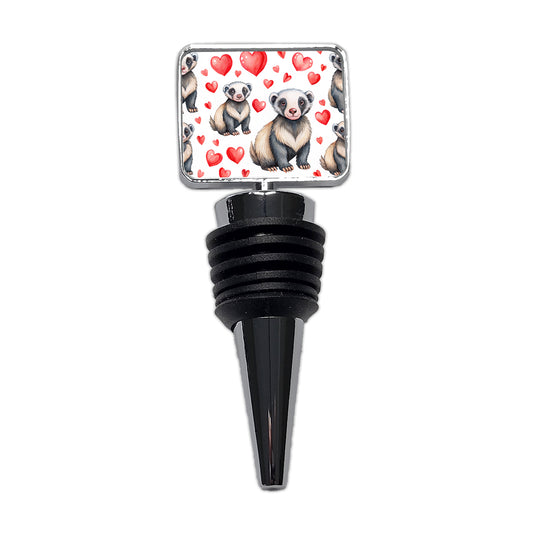Cute Honey Badger Hearts Watercolor Wine Bottle Stopper