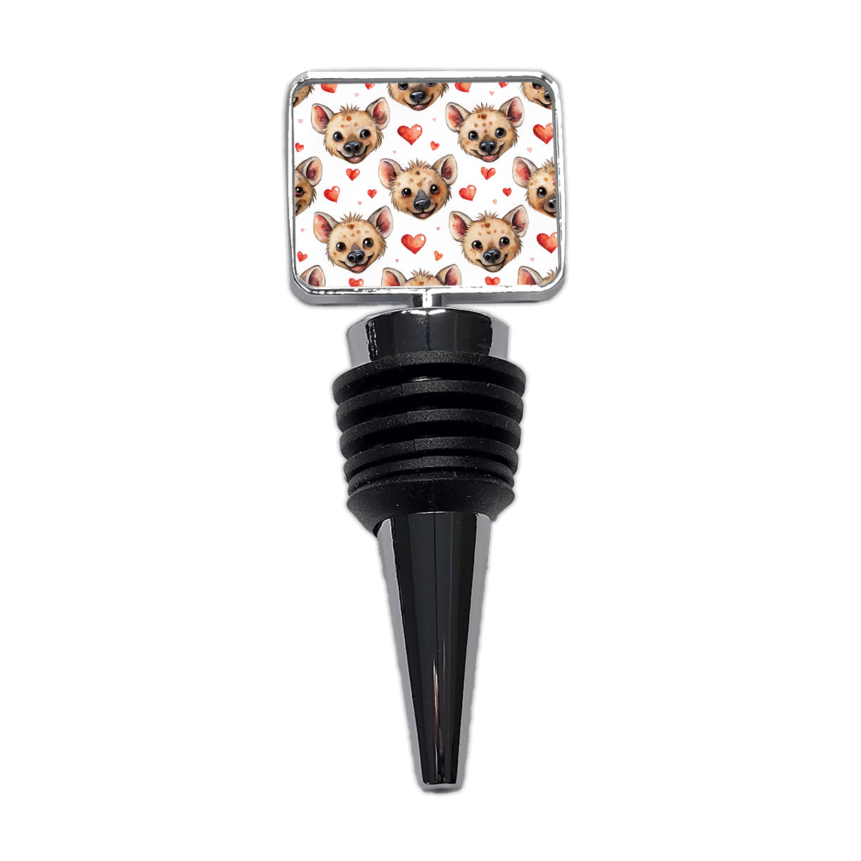 Cute Hyenas Faces Hearts Watercolor Wine Bottle Stopper