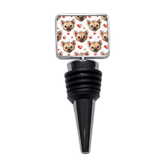 Cute Hyenas Faces Hearts Watercolor Wine Bottle Stopper