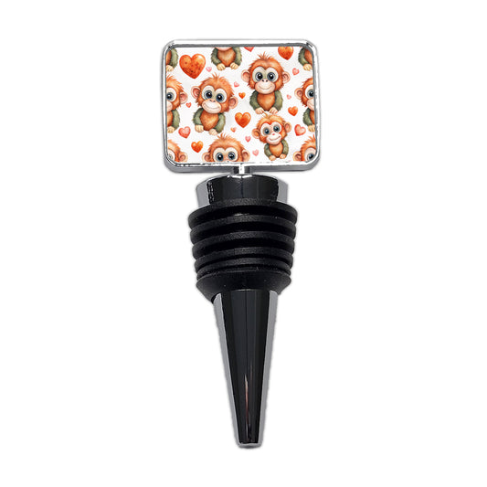 Cute Orangutans Hearts Watercolor Wine Bottle Stopper