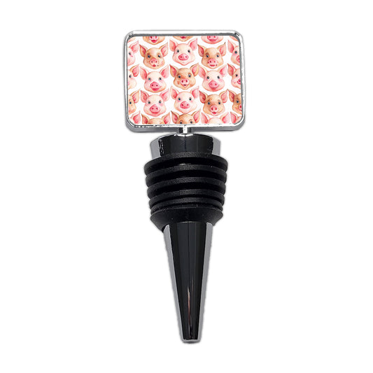 Cute Pig Faces Watercolor Wine Bottle Stopper