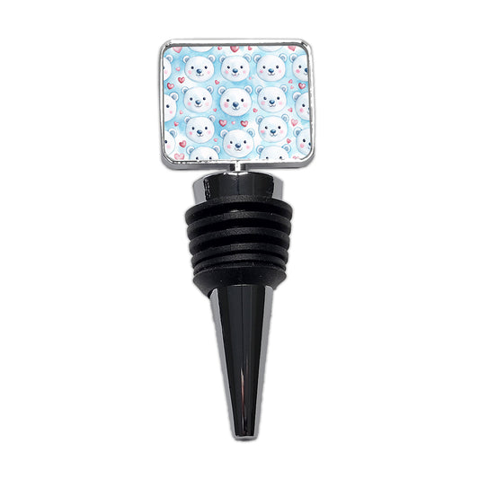 Cute Polar Bear Faces Hearts Wine Bottle Stopper