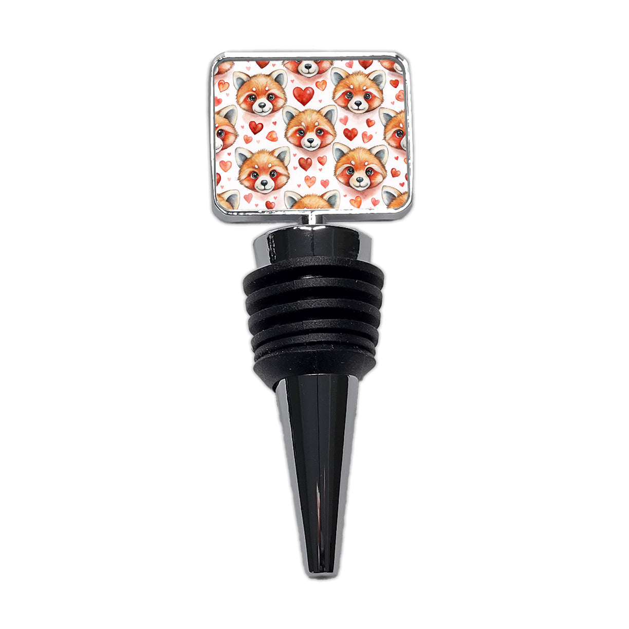 Cute Red Panda Faces Hearts Wine Bottle Stopper