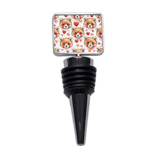 Cute Red Panda Faces Hearts Wine Bottle Stopper