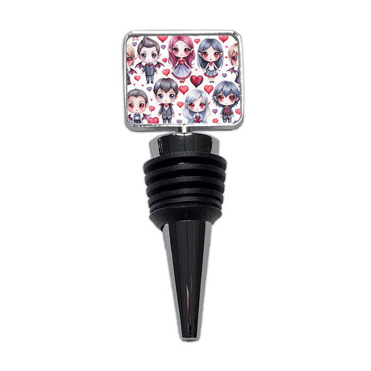 Cute Vampires Hearts Watercolor Wine Bottle Stopper