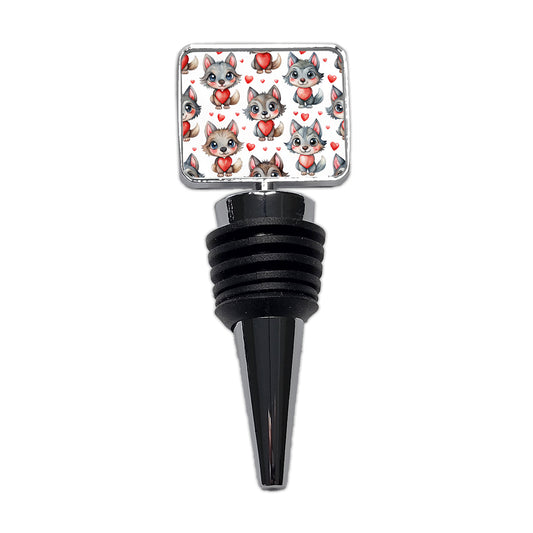 Cute Werewolves Hearts Watercolor Wine Bottle Stopper