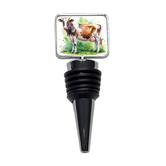 Dairy Cow Watercolor Wine Bottle Stopper