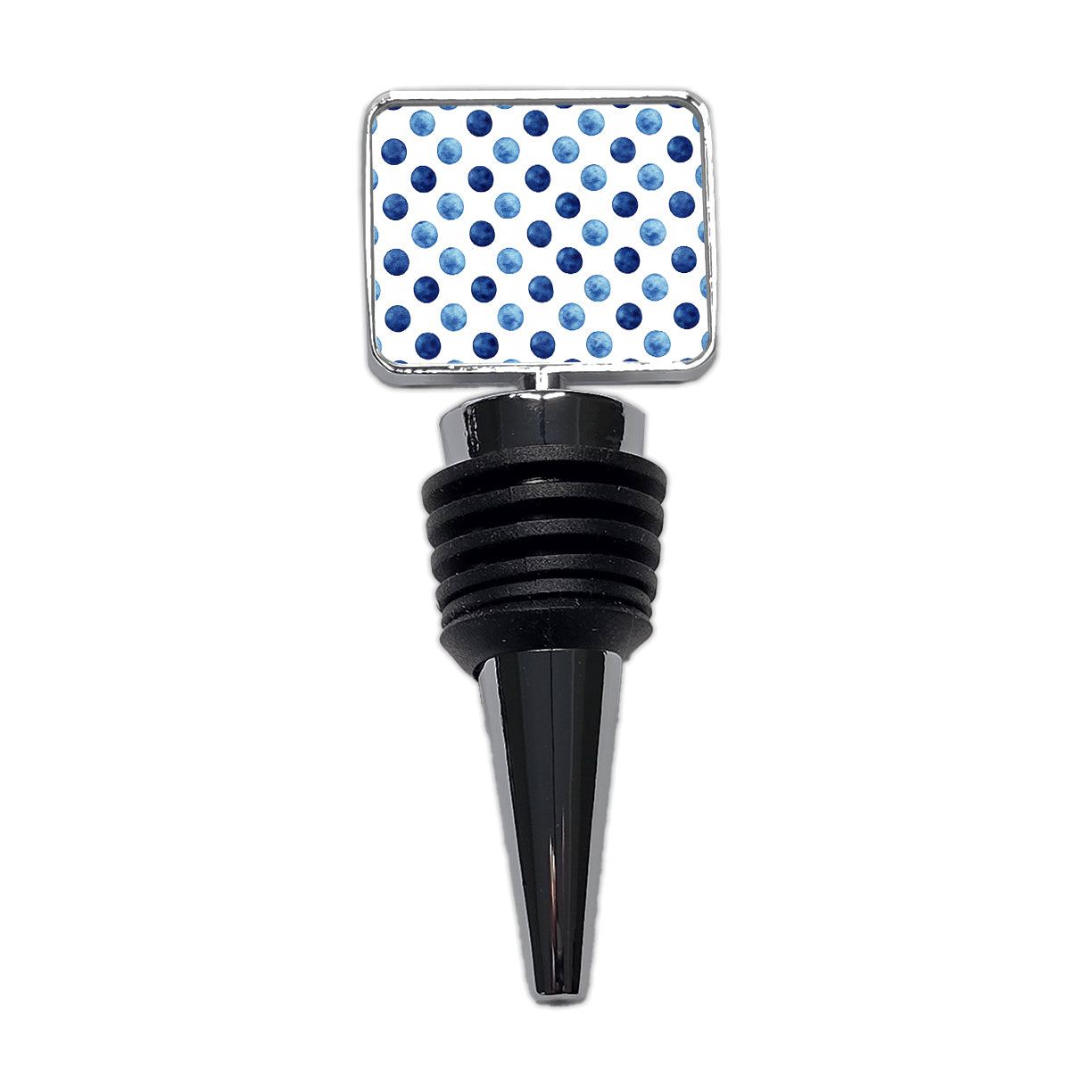 Dark Blue Polka Dots White Background Wine Bottle Stopper