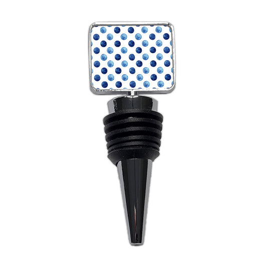 Dark Blue Polka Dots White Background Wine Bottle Stopper