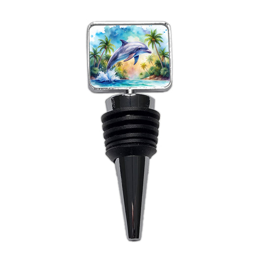 Dolphin Tropical Watercolor Design Wine Bottle Stopper