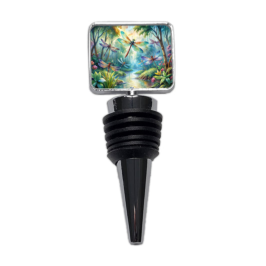 Dragonflies Forest Fantasy Watercolor Design Wine Bottle Stopper