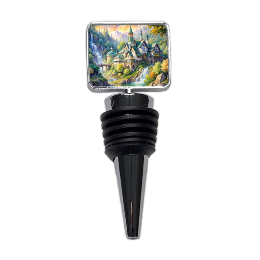 Elvish Elven Castle Fantasy Beautiful Watercolor Wine Bottle Stopper