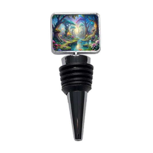 Fairy Forest Trees Fantasy Watercolor Design Wine Bottle Stopper