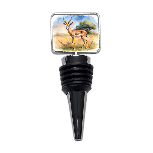 Gazelle African Plain Watercolor Design Wine Bottle Stopper