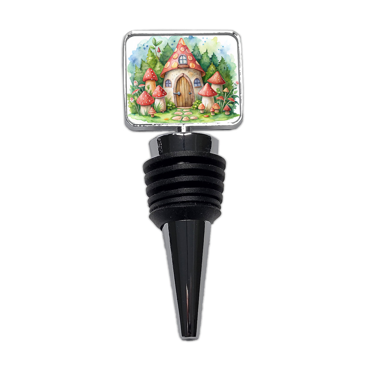 Gnome House Red Roof Watercolor Cute Wine Bottle Stopper