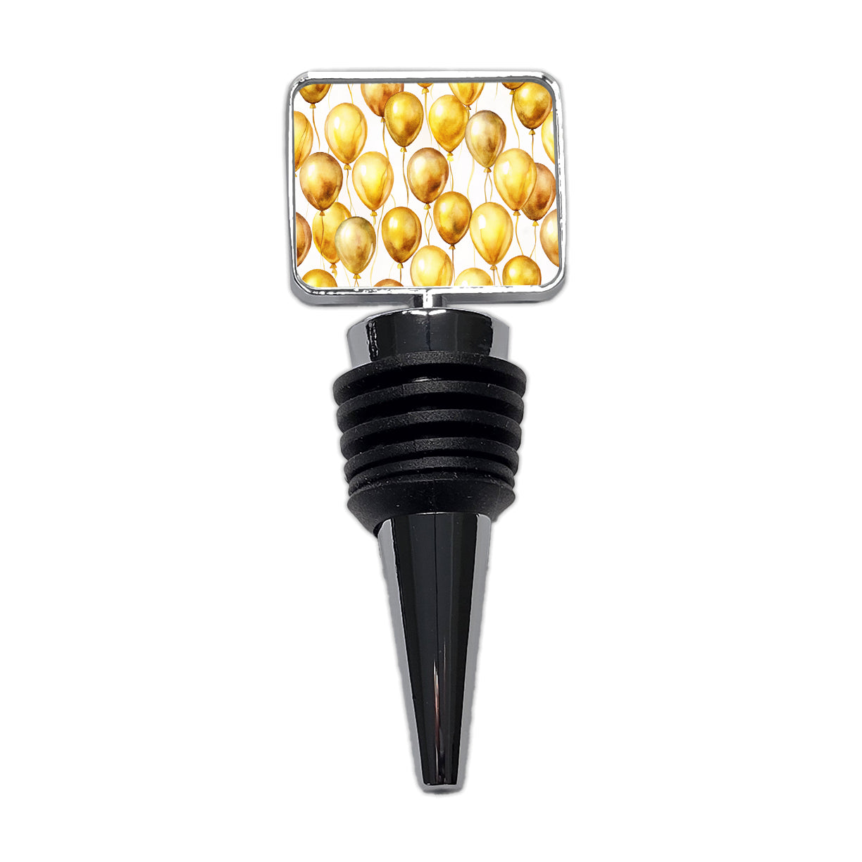 Gold Balloons Watercolor Birthday Anniversary Wine Bottle Stopper
