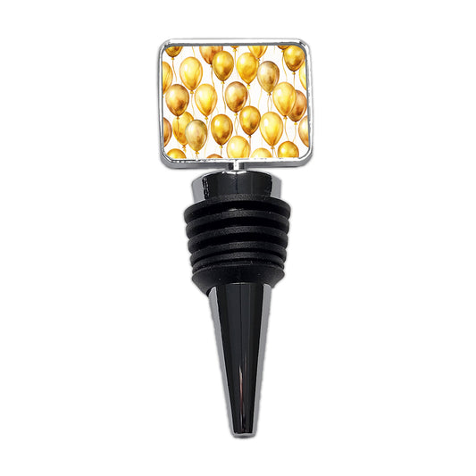 Gold Balloons Watercolor Birthday Anniversary Wine Bottle Stopper
