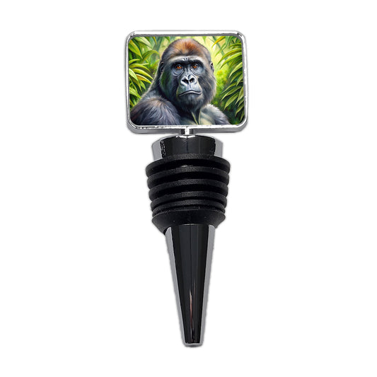 Gorilla In Rainforest Watercolor Wine Bottle Stopper