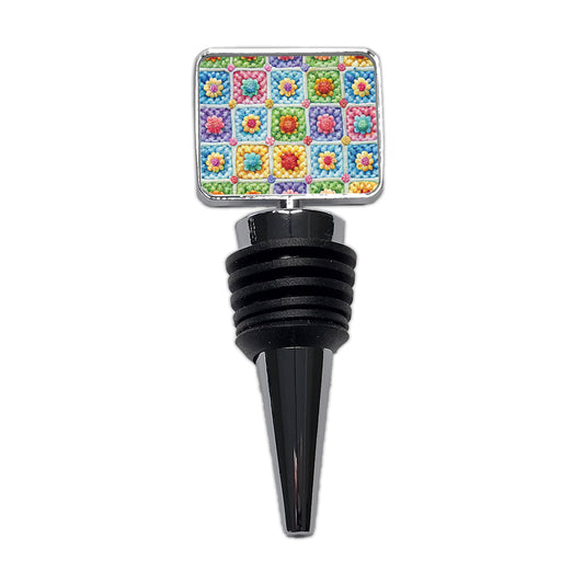 Granny Square Crochet Crocheting Pattern Watercolor Wine Bottle Stopper