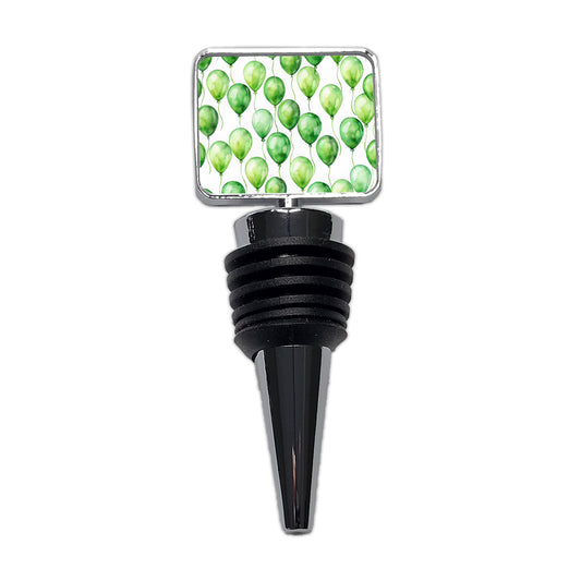 Green Balloons Watercolor Birthday Wine Bottle Stopper