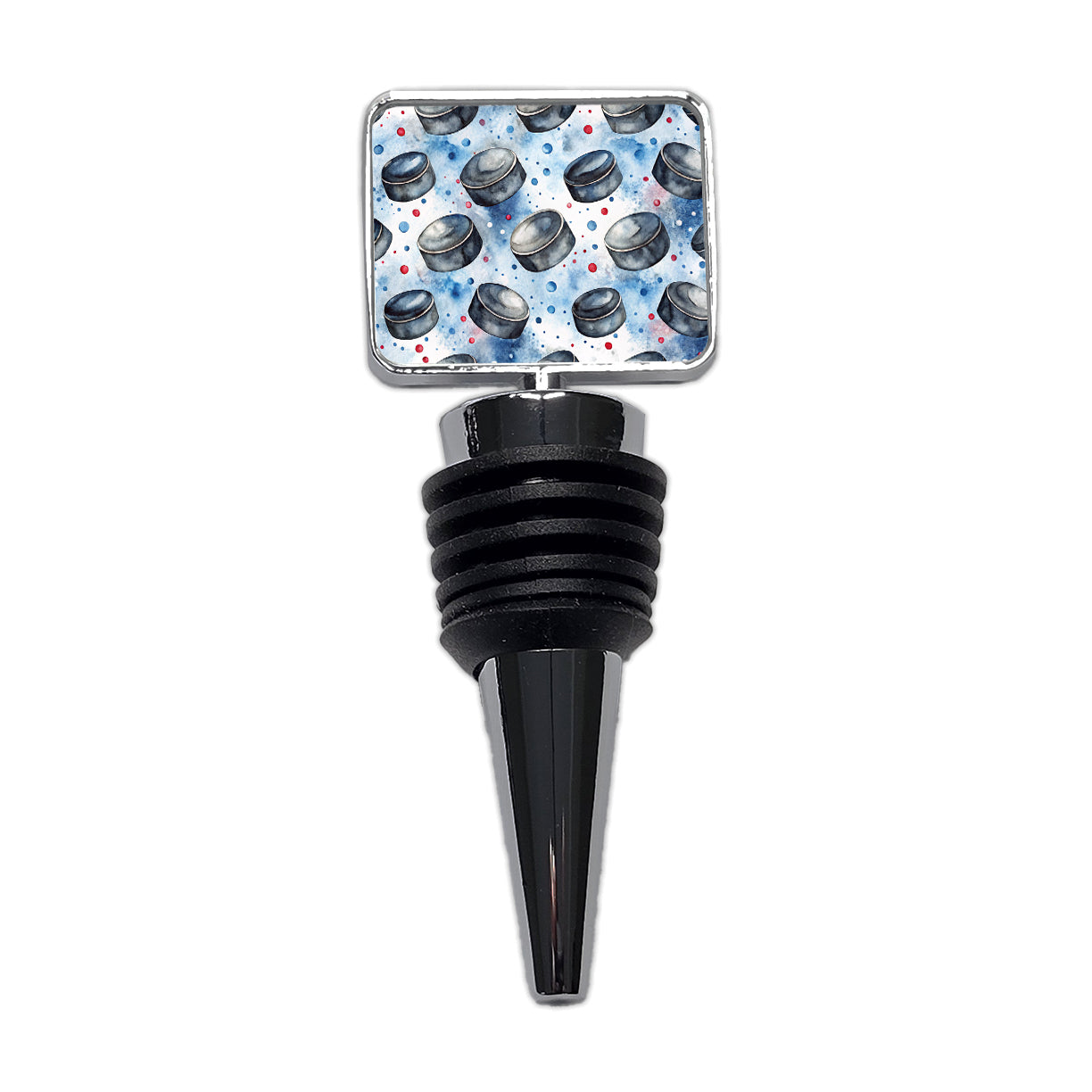 Ice Hockey Pucks Watercolor Wine Bottle Stopper