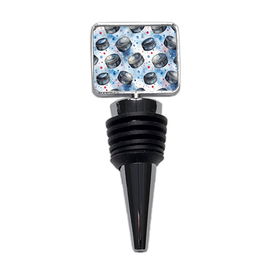Ice Hockey Pucks Watercolor Wine Bottle Stopper