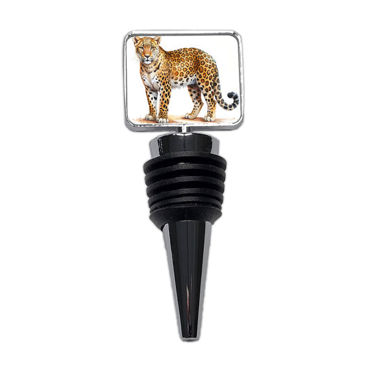 Leopard Print Watercolor Wine Bottle Stopper