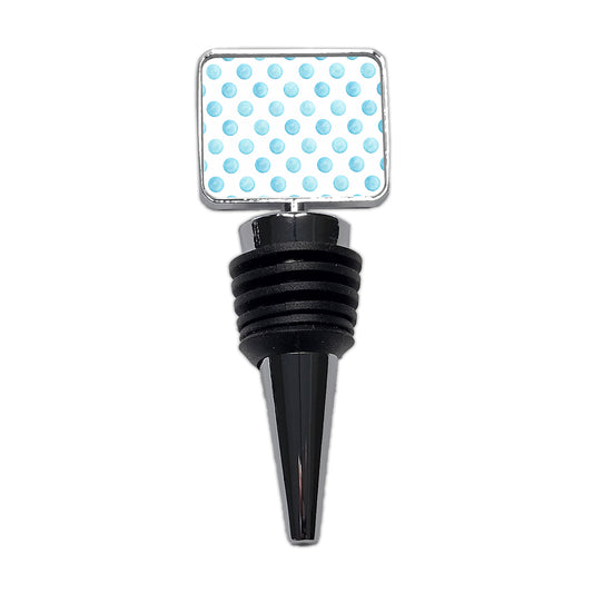 Light Blue Polka Dots White Background Wine Bottle Stopper