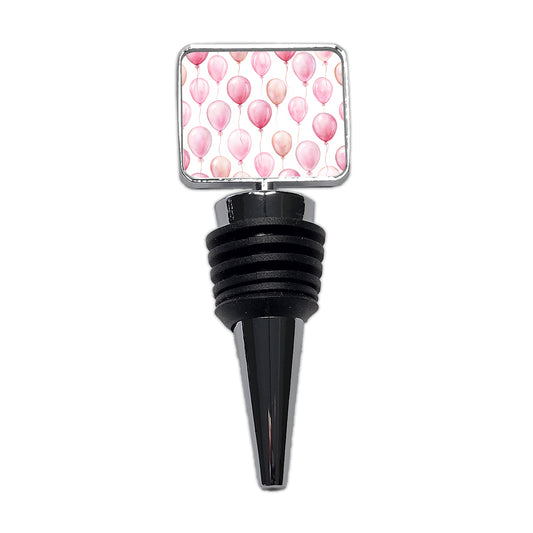 Light Pink Balloons Watercolor Birthday Wine Bottle Stopper